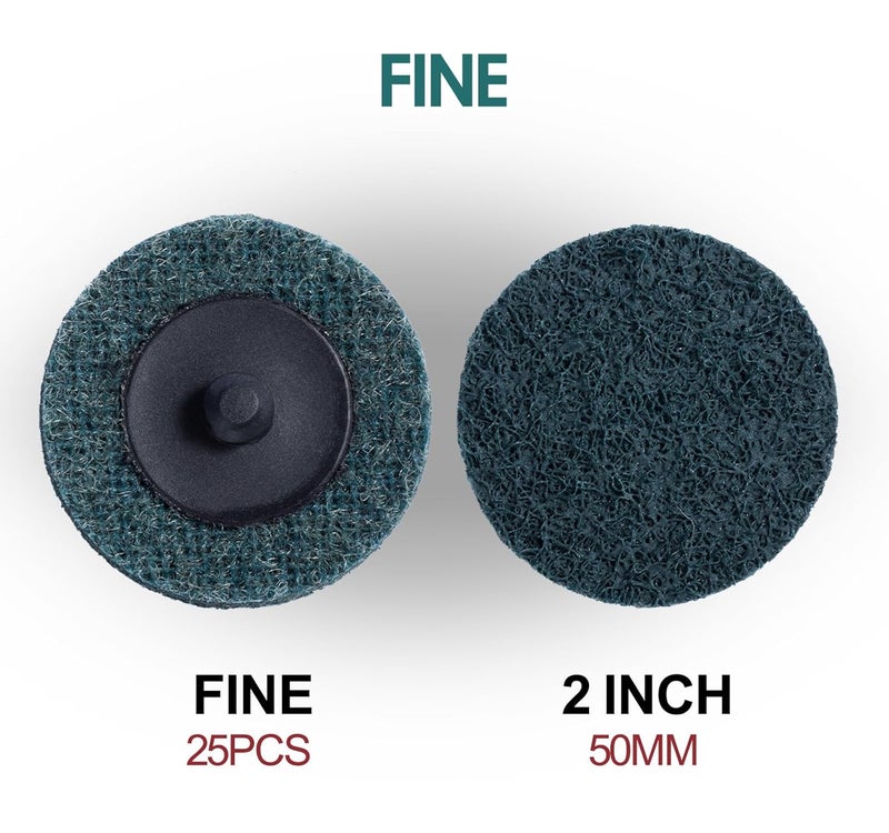 Shawya 25 PCS Sanding Discs 2 Inch Quick Change Roll Lock Disc Die Grinder Sanding Disc Fine Surface Conditioning Discs for Burr Finish Rust Paint Removal - Image 2